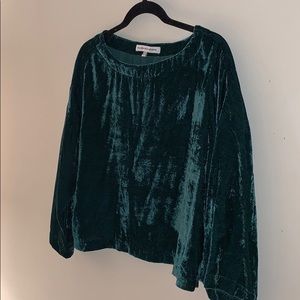 Anthropologie green velvet top